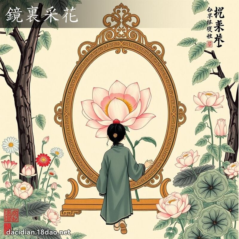 鏡裏采花 配图
