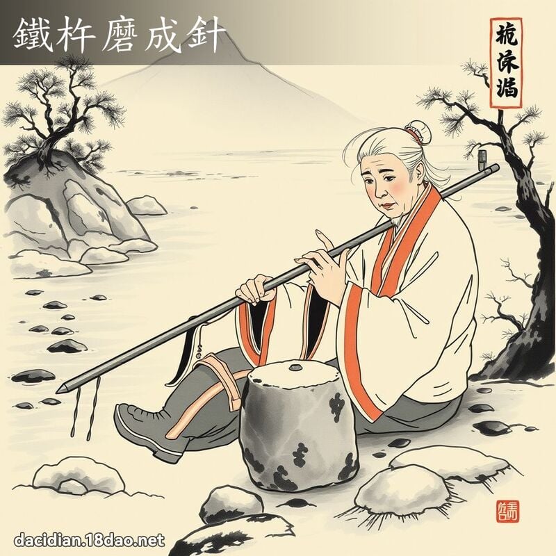 鐵杵磨成針 配图
