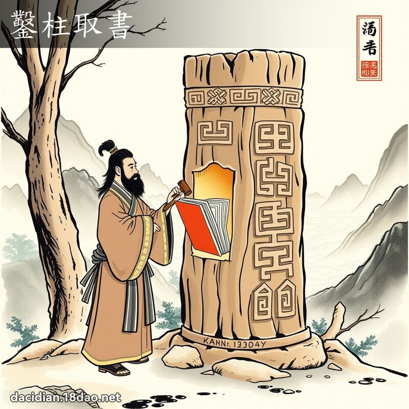 鑿柱取書 配图