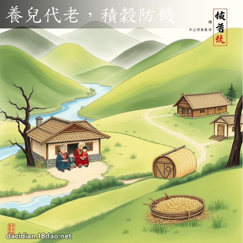 养儿代老,积谷防饥 配图