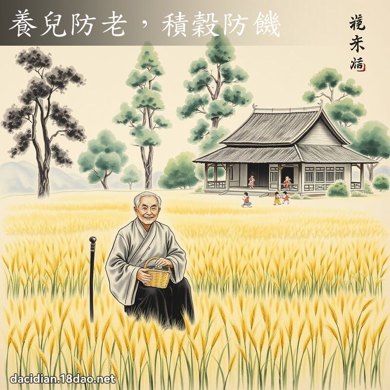 养儿防老,积谷防饥 配图