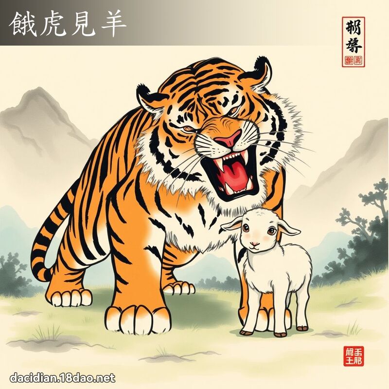 饿虎见羊 配图