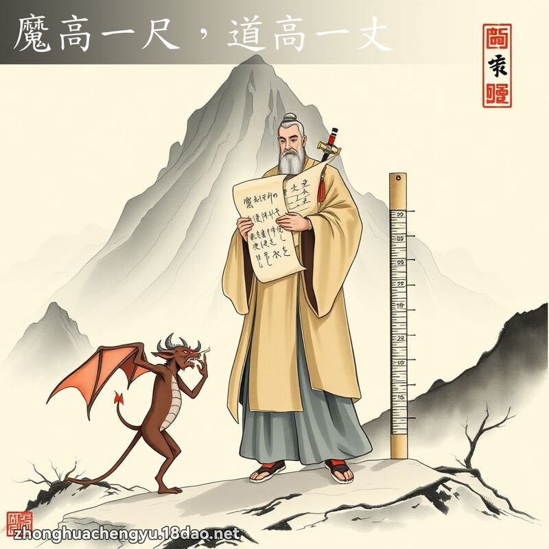 魔高一尺，道高一丈 - 中華成語配圖