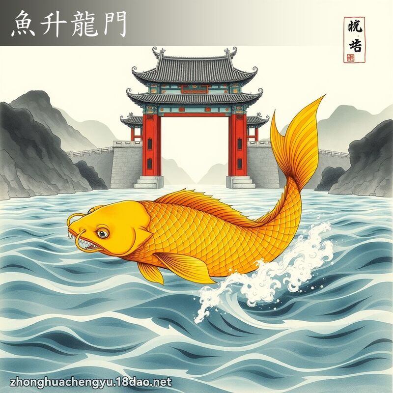 魚升龍門 - 中華成語配圖