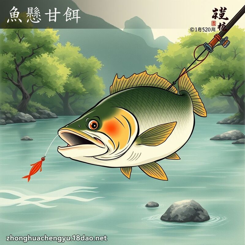 鱼悬甘饵 - 中华成语配图