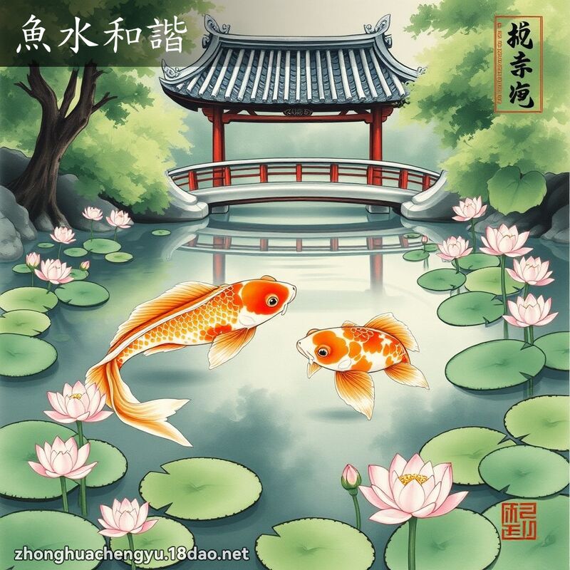 鱼水和谐 - 中华成语配图