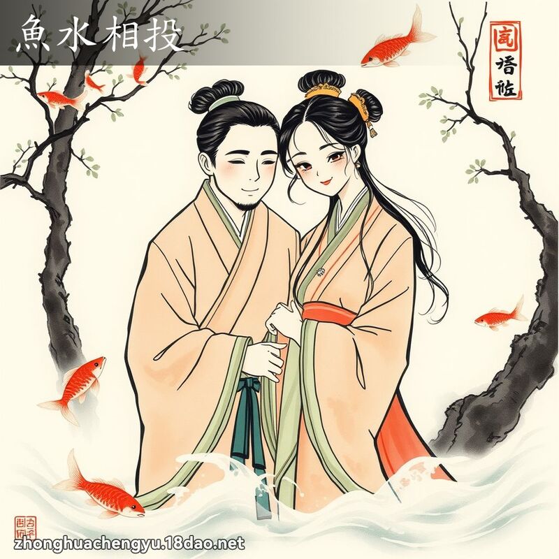 鱼水相投 - 中华成语配图