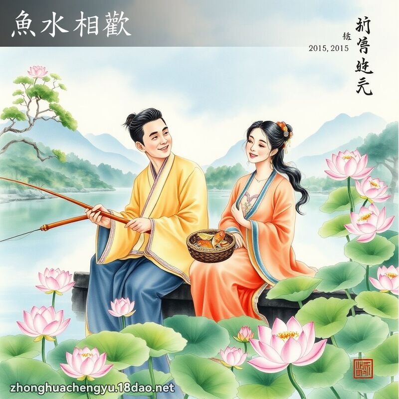 鱼水相欢 - 中华成语配图