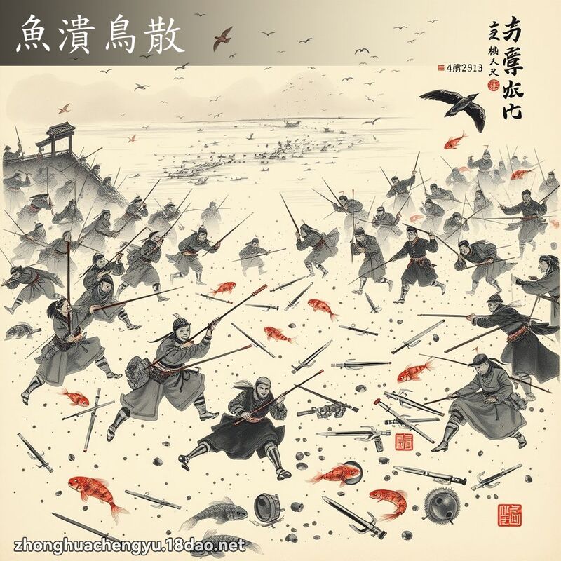 鱼溃鸟散 - 中华成语配图