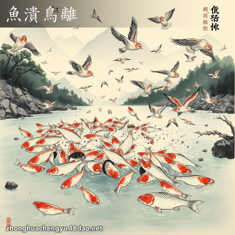 鱼溃鸟离 - 中华成语配图