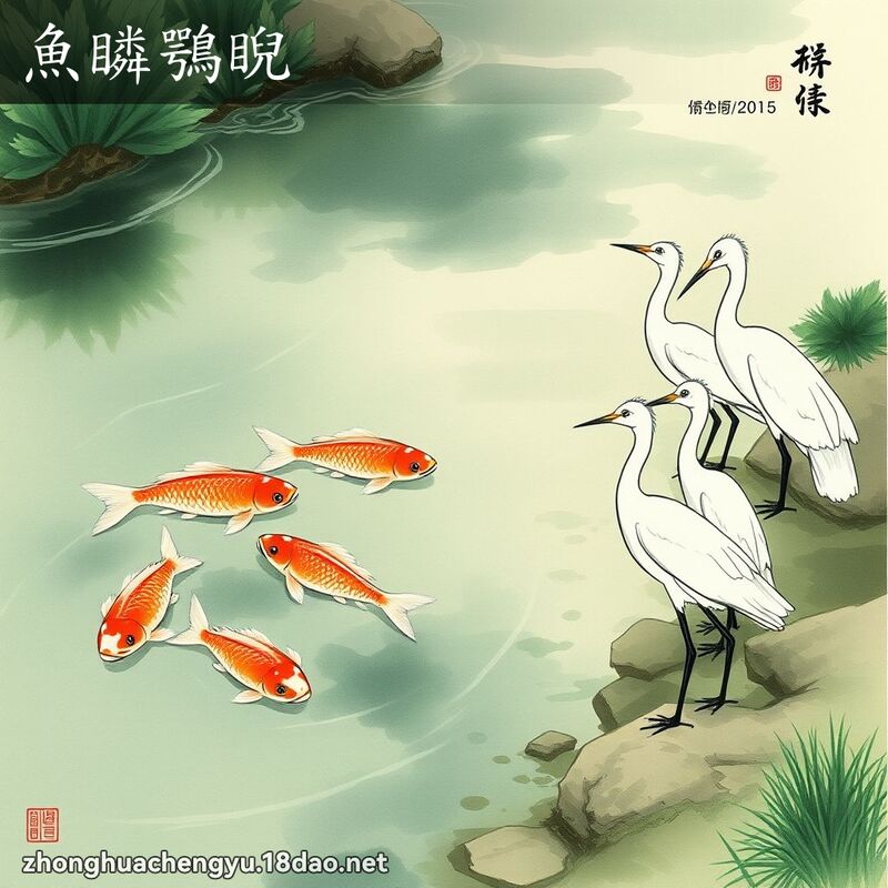 鱼瞵鶚睨 - 中华成语配图