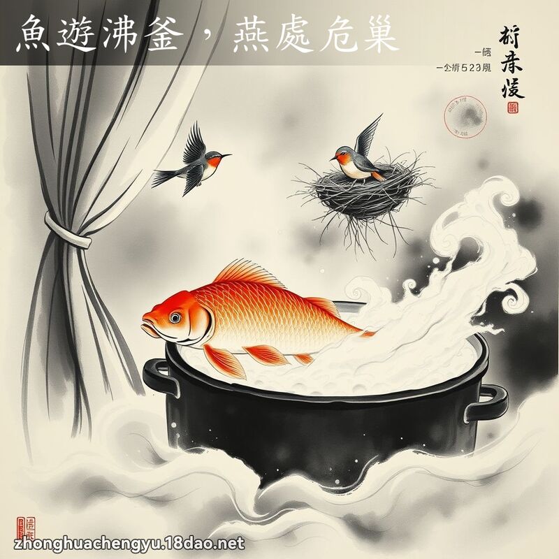 魚遊沸釜，燕處危巢 - 中華成語配圖