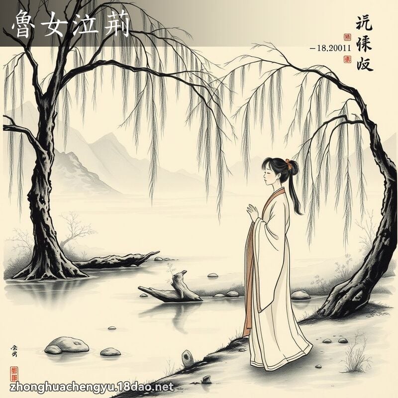 魯女泣荊 - 中華成語配圖