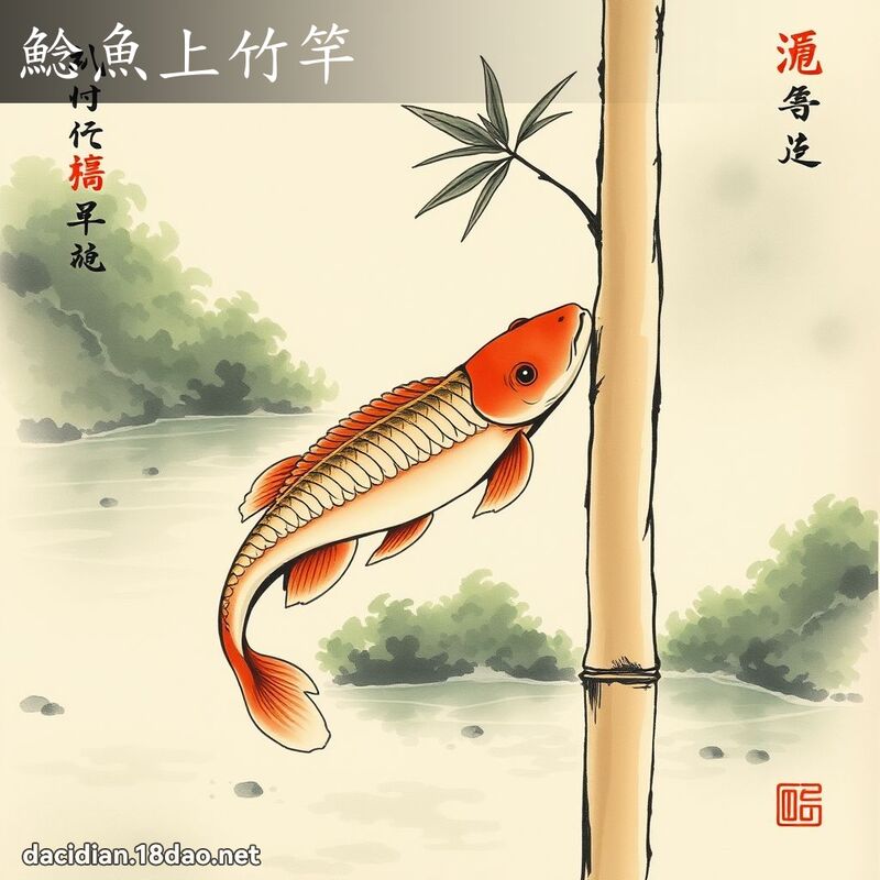 鯰鱼上竹竿 配图