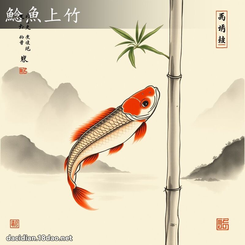 鯰鱼上竹 配图