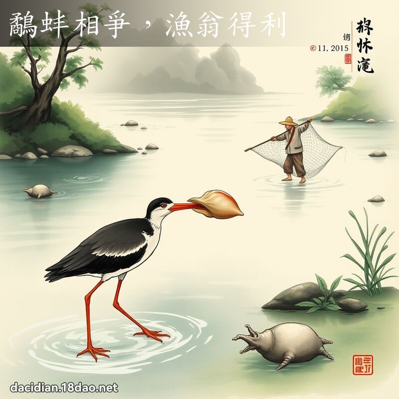 鷸蚌相爭,渔翁得利 配图
