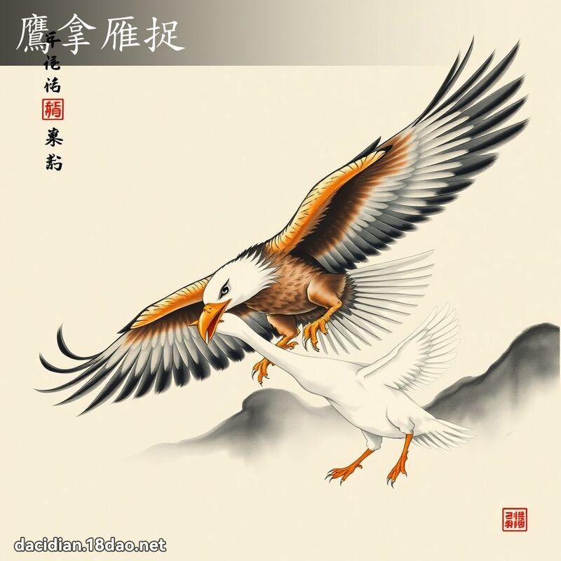 鷹拿雁捉 配图