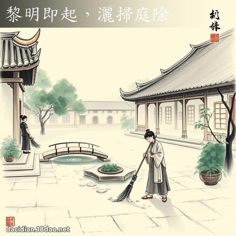 黎明即起,灑掃庭除 配图