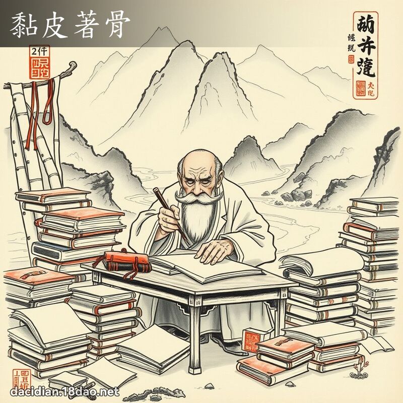 黏皮著骨 配图