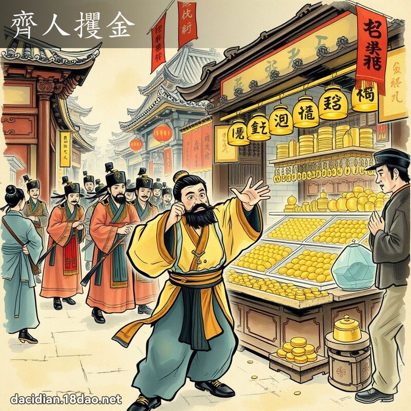 齊人攫金 配图