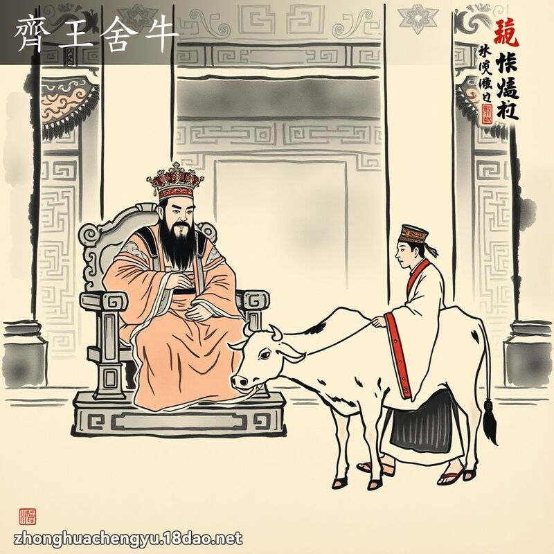 齊王舍牛 - 中華成語配圖