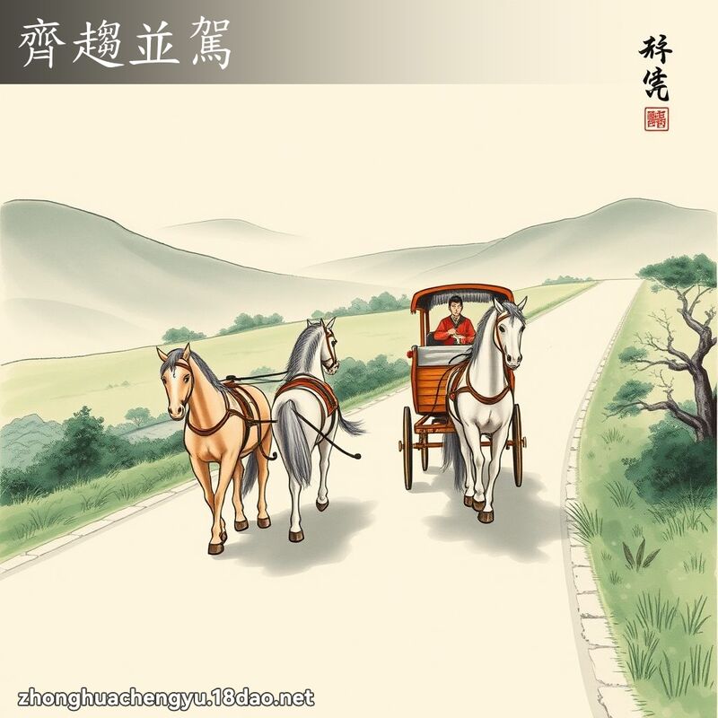 齐趋並驾 - 中华成语配图