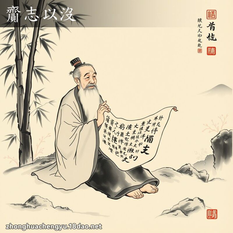 齎志以沒 - 中華成語配圖