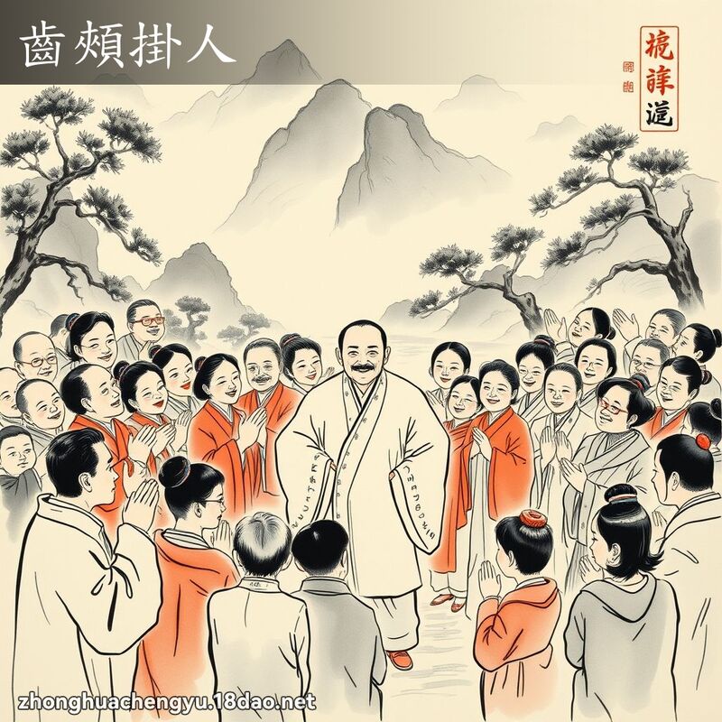 齿颊掛人 - 中华成语配图