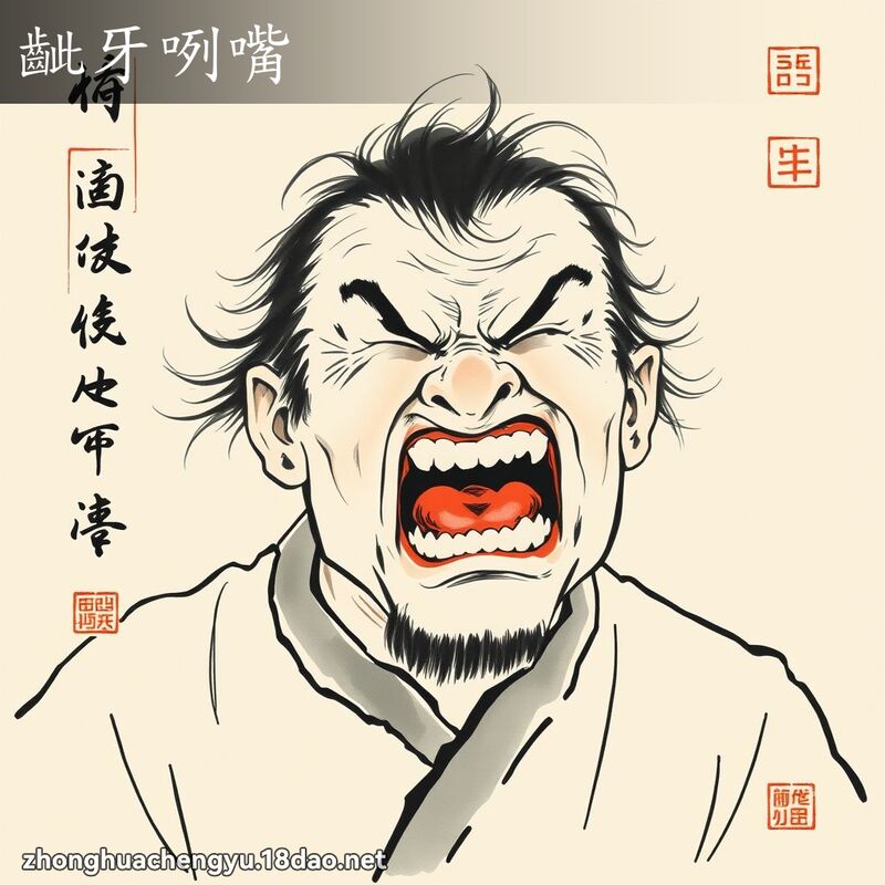 齜牙咧嘴 - 中華成語配圖