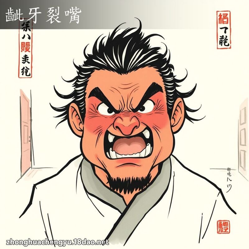齜牙裂嘴 - 中華成語配圖