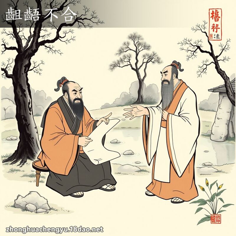 齟齬不合 - 中華成語配圖