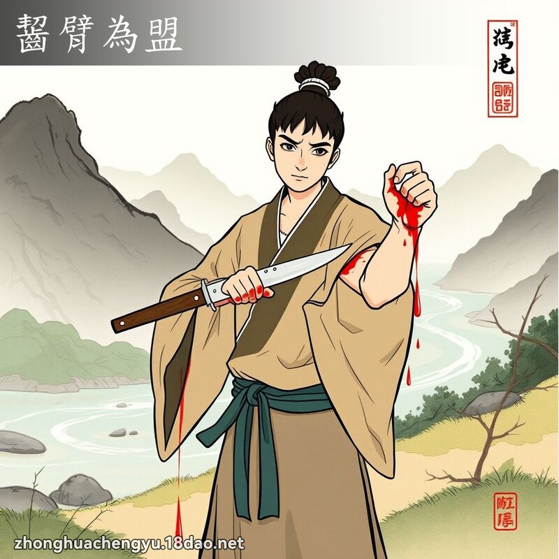 啮臂为盟 - 中华成语配图