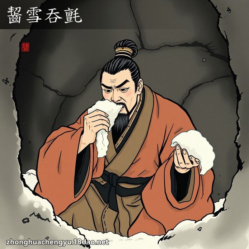 齧雪吞氈 - 中華成語配圖