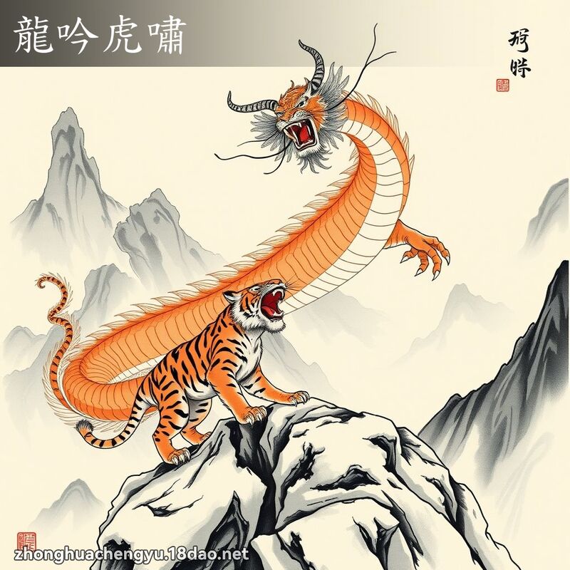 龙吟虎啸 - 中华成语配图
