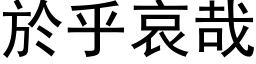 於乎哀哉 (黑体矢量字库)